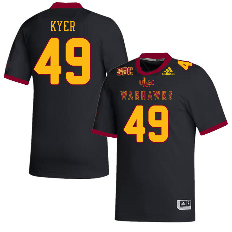 #49 Markell Kyer Louisiana-Monroe Warhawks College Football Jerseys Stitched-Black